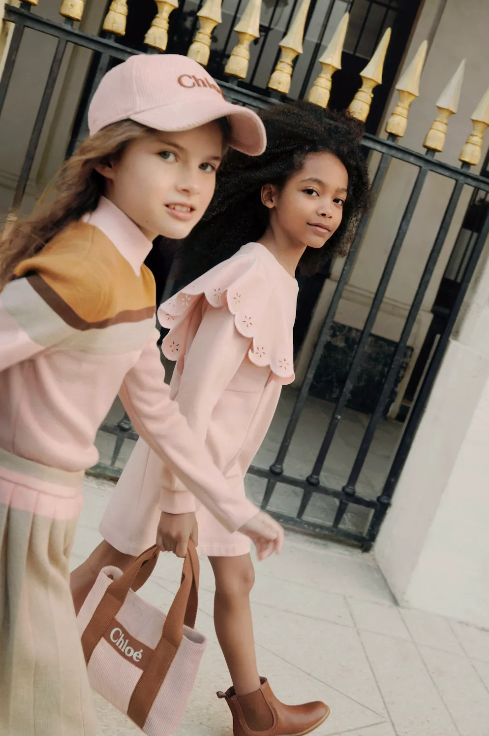 Chloé Girls Pink Cotton Jersey Frill Dress
